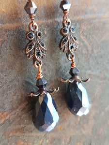 Steel black drop earrings