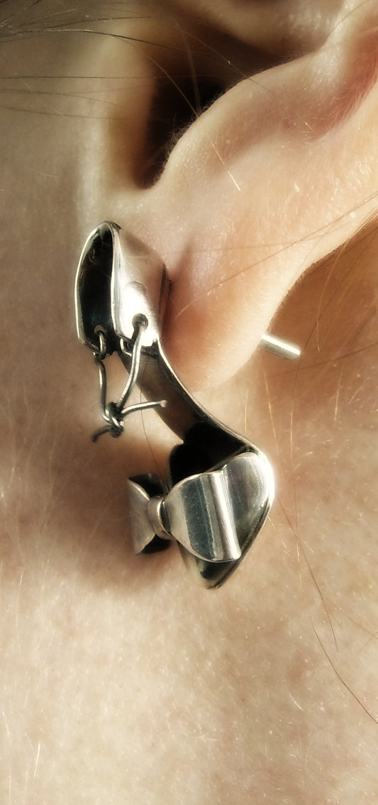 Silver shoe high heel earrings