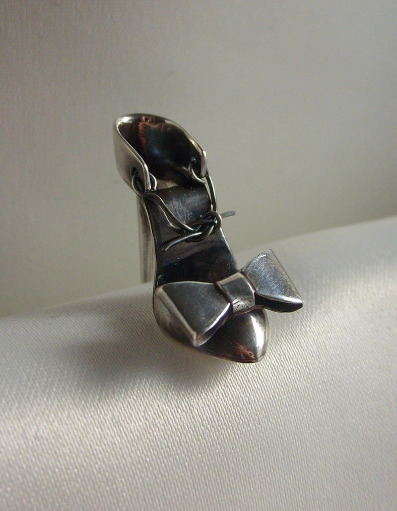 Silver shoe high heel earrings
